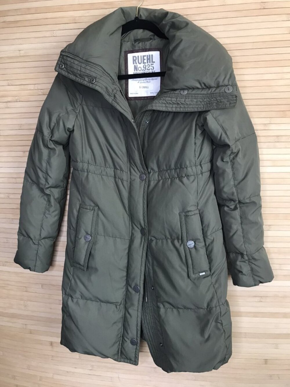 RUEHL No.925 Women’s down fill Olive green Jacket Coat Size XS
